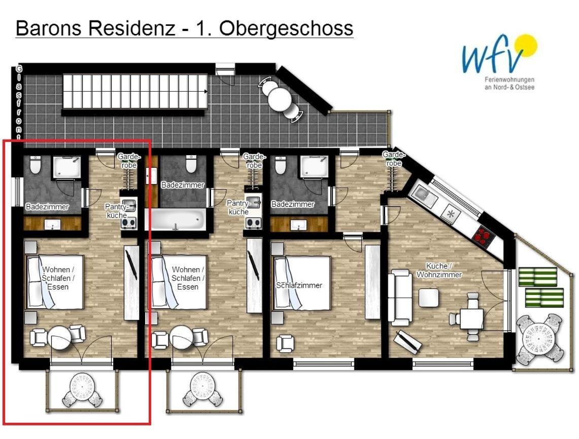 Barons Residenz Ferienwohnung 4 Borkum Bagian luar foto